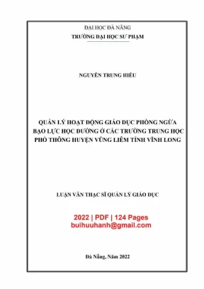 Luận văn thạc sĩ quản lý hoạt động giáo dục phòng ngừa bạo lực học đường ở các trường trung học phổ thông huyện vũng liêm tỉnh vĩnh long