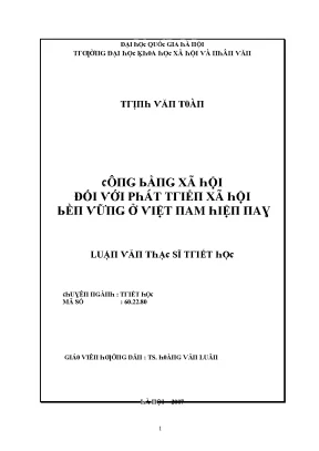 Luận văn công bằng xã hội đối với phát triển xã hội bền vững ở việt nam hiện nay