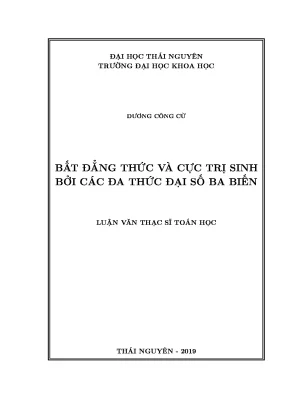 Luận văn bất đẳng thức và cực trị sinh bởi các đa thức đại số ba biến