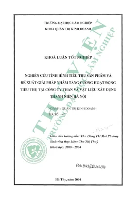 Nghiên cứu tính hình tiêu thụ sản phẩm và đề xuất giải pháp nhằm tăng cường hoạt động tiêu thụ tại công ty than và vật liệu xây dựng thanh niên hà nội