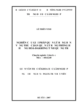 Luận văn nghiên cứu giải pháp quản lý rừng bền vững thuộc ban quản lý rừng phòng hộ hướng hóa đakrông tỉnh quảng trị