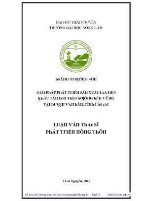 Luận văn giải pháp phát triển sản xuất lúa nếp khẩu tan đón theo hướng bền vững tại huyện văn bàn tỉnh lào cai
