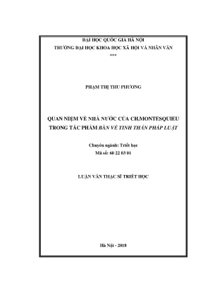 Luận văn thạc sĩ quan niệm về nhà nước của ch montesquieu trong tác phẩm bàn về tinh thần pháp