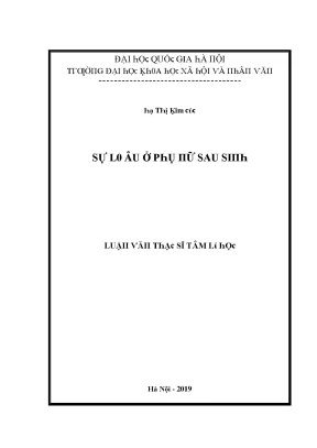 Luận văn sự lo âu ở phụ nữ sau sinh