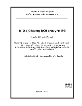 Nghiên cứu đổi mới công tác đào tạo bồi dưỡng cán bộ thanh tra đáp ứng yêu cầu của công tác thanh tra trong điều kiện kinh tế thị trường hội nhập quốc tế và cải cách hành chính