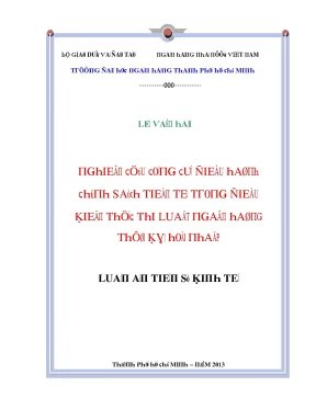 Luận văn nghiên cứu công cụ điều hành chính sách tiền tệ trong điều kiện thực thi luật ngân hàng thời kỳ hội nhập