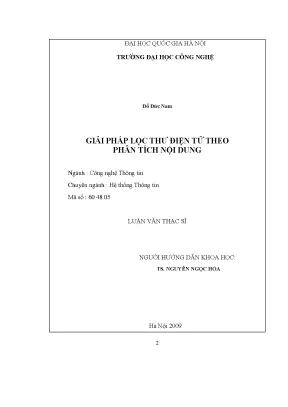 Luận văn thạc sĩ giải pháp lọc thư điện tử theo phân tích nội dung