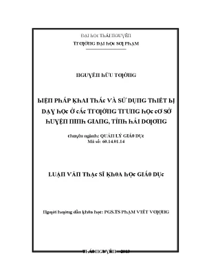 Luận văn biện pháp khai thác và sử dụng thiết bị dạy học ở các trường