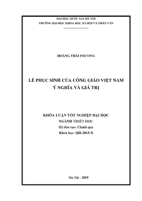 Luận văn thạc sĩ lễ phục sinh của công giáo ở việt nam ý nghĩa và giá trị