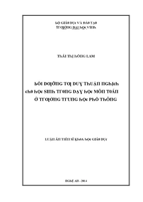 Luận văn bồi dưỡng tư duy thuận nghịch cho học sinh trong dạy học môn toán ở trường trung học phổ thông