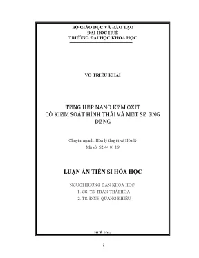 Luận văn tổng hợp nano kẽm oxide có kiểm soát hình thái và một số ứng dụng