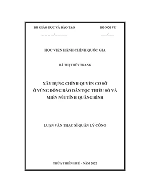Luận văn xây dựng chính quyền cơ sở ở vùng đồng bào dân tộc thiểu số và miền núi tỉnh quảng bình