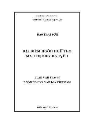 Luận văn đặc điểm ngôn ngữ thơ ma trường nguyên