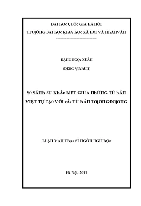 Luận văn so sánh sự khác biệt giữa những từ hán việt tự tạo và các từ hán tương ứng
