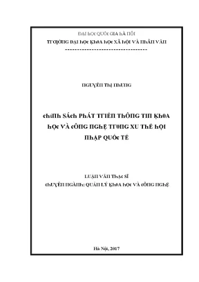 Luận văn chính sách phát triển thông tin khoa học và công nghệ trong xu thế hội nhập quốc tế