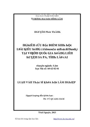 Luận văn nghiên cứu đặc điểm sinh học loài kiêu hùng acimandra cathcartii dandy tại vườn quốc gia hoàng liên huyện sa pa tỉnh lào cai