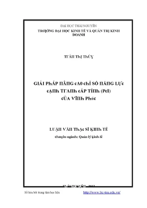 Luận văn giải pháp nâng cao chỉ số năng lực cạnh tranh cấp tỉnh pci của vĩnh phúc