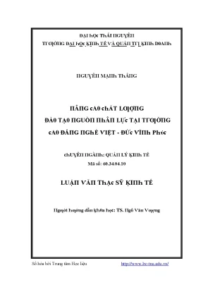 Luận văn nâng cao chất lượng đào tạo nguồn nhân lực tại trường cao đẳng nghề việt đức vĩnh phúc