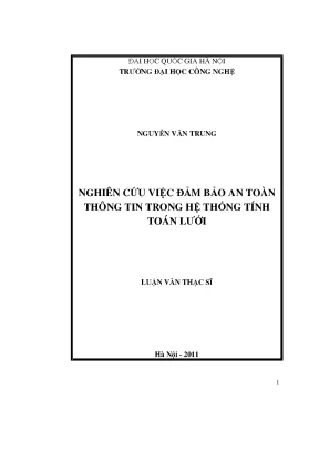 Luận văn thạc sĩ nghiên cứu việc đảm bảo an toàn thông tin trong hệ thống tính toán lưới