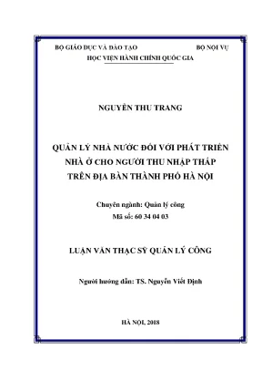 Luận văn quản lý nhà nước đối với phát triển nhà ở cho người thu nhập thấp trên địa bàn thành phố hà nội