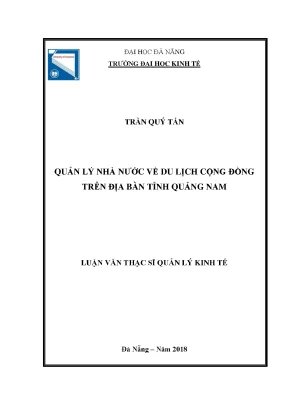 Luận văn quản lý nhà nước về du lịch cộng đồng trên địa bàn tỉnh quảng nam