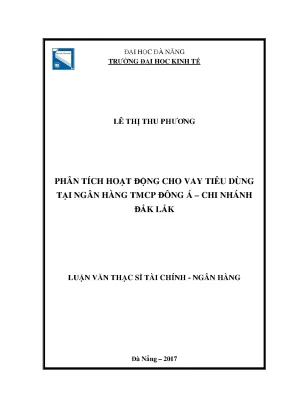 Luận văn phân tích hoạt động cho vay tiêu dùng tại ngân hàng thương mại cổ phần đông á chi nhánh đăklăk