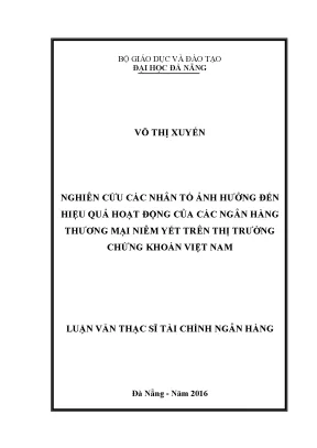 Luận văn nghiên cứu các nhân tố ảnh hưởng đến hiệu quả hoạt động của các ngân hàng thương mại niêm yết trên thị trường chứng khoán việt nam