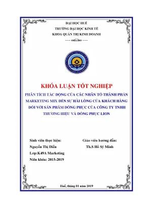 Phân tích tác động của các nhân tố thành phần marketing mix đến sự hài lòng của khách hàng đối với sản phẩm đồng phục của công ty tnhh thương hiệu và đồng phục lion