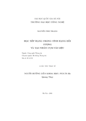 Luận văn thạc sĩ học xếp hạng trong tính hạng đối tượng và tạo nhãn cụm tài liệu