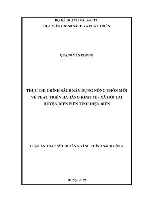 Luận văn thực thi chính sách xây dựng nông thôn mới về phát triển hạ tầng kinh tế xã hội tại huyện điện biên tỉnh điện biên