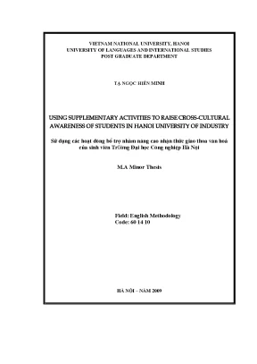 Luận văn thạc sĩ using supplementary activities to raise cross cultural awareness of student in hanoi university of industry