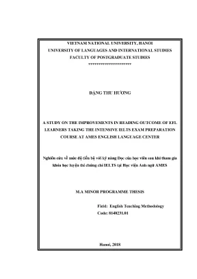 Luận văn thạc sĩ a study on the improvements in reading outcome of efl learners taking the intensive ielts exam preparation course at ames english language center
