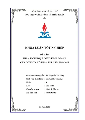 Luận văn phân tích hoạt động kinh doanh của công ty cổ phần fpt năm 2018 2020