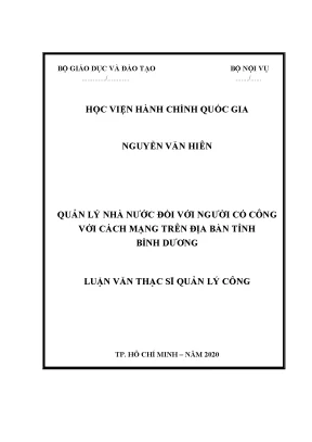 Luận văn quản lý nhà nước đối với người có công với cách mạng trên địa bàn tỉnh bình dương