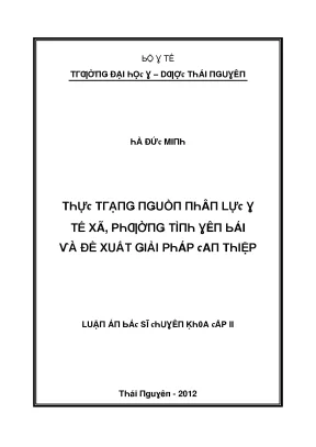 Luận văn thực trạng nguồn nhân lực y tế xã phường tỉnh yên bái và đề xuất giải pháp can thiệp