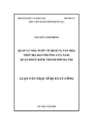 Luận văn quản lý nhà nước về dịch vụ văn hóa trên địa bàn phường cửa nam quận hoàn kiếm thành phố hà nội