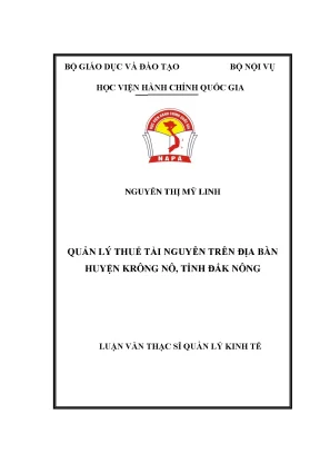 Luận văn quản lý thuế tài nguyên trên địa bàn huyện krông nô tỉnh đắk nông