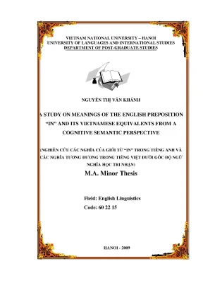 Luận văn thạc sĩ a study on meanings of the english preposition in and its vietnamese equivalents from a cognitive semantic perspective