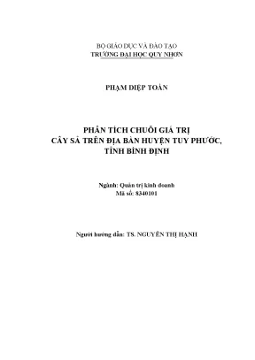 Luận văn phân tích chuỗi giá trị cây sả trên địa bàn huyện tuy phước tỉnh bình định