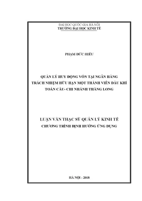 Luận văn thạc sĩ quản lý huy động vốn tại ngân hàng trách nhiệm hữu hạn một thành viên dầu khí toàn cầu chi nhánh thăng long