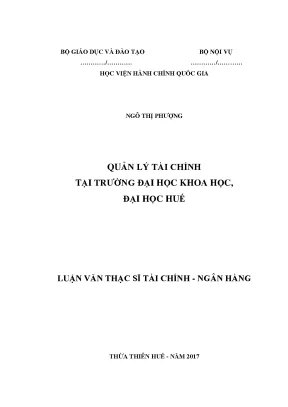 Luận văn quản lý tài chính tại trường đại học khoa học đại học huế
