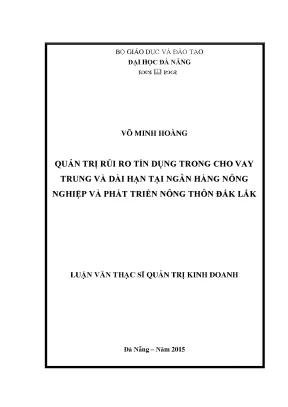 Luận văn quản trị rủi ro tín dụng trong cho vay trung và dài hạn tại ngân hàng nnptnt đắk lắk