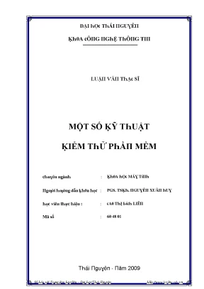 Luận văn một số kỹ thuật kiểm thử phần mềm