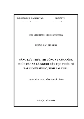 Luận văn năng lực thực thi công vụ của công chức cấp xã là người dân tộc thiểu số tại huyện sìn hồ tỉnh lai châu
