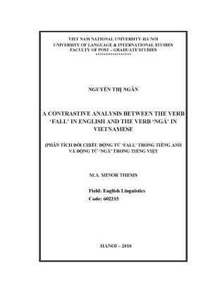 Luận văn thạc sĩ a contrastive analysis between the verb fall in english and the verb ngã in vietnamese