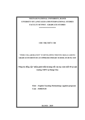 Luận văn thạc sĩ peer collaboration in developing writing skills among grade 10 students in an upper secondary school in hung yen