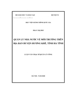 Luận văn quản lý nhà nước về môi trường trên địa bàn huyện hương khê tỉnh hà tĩnh