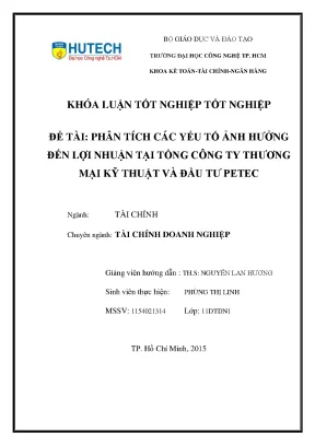 Luận văn phân tích các yếu tố ảnh hưởng đến lợi nhuận tại tổng công ty thương mại kỹ thuật và đầu tư petec