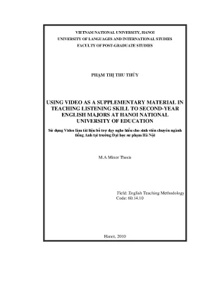 Luận văn thạc sĩ using video as a supplementary material in teaching listening skill to second year english major at hanoi national university of education