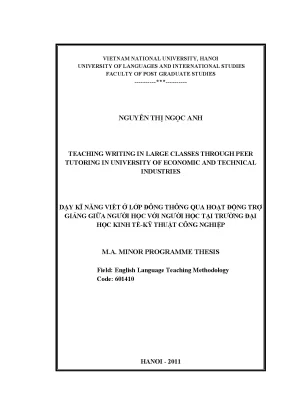 Luận văn thạc sĩ teaching writing in large classes through peer tutoring in university of economic and technical industries